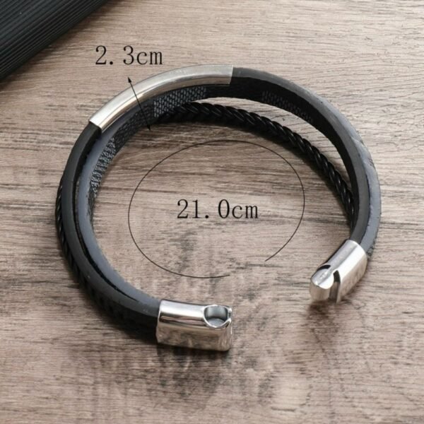 Bracelet en cuir tressé multi-couches pour hommes  inoxydable
