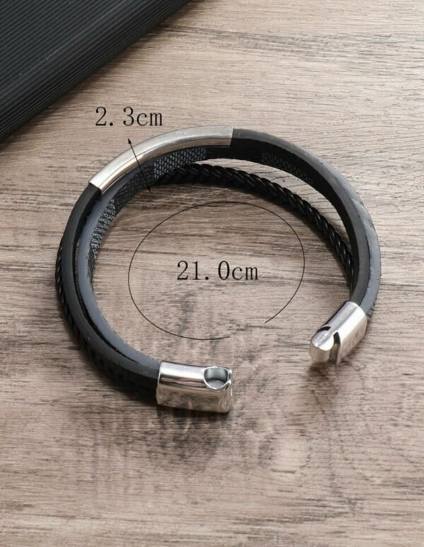 Bracelet en cuir tressé multi-couches pour hommes  inoxydable