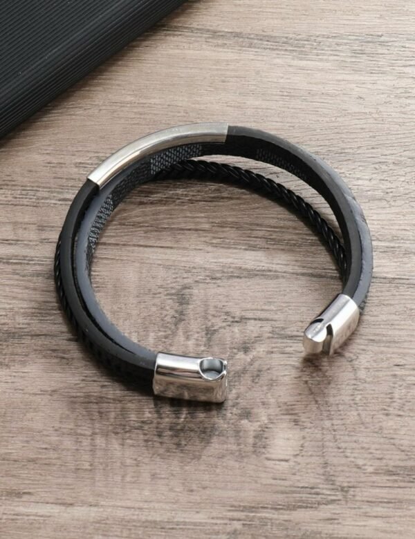 Bracelet en cuir tressé multi-couches pour hommes  inoxydable